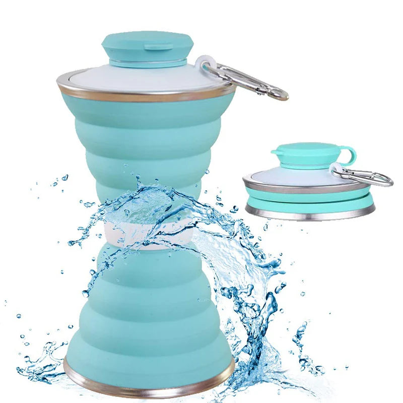 Collapsible Silicon Water Bottle -Bpa Free - Leak Proof -Lightweight- Space Saver