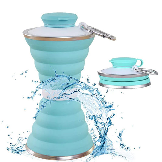 Collapsible Silicon Water Bottle -Bpa Free - Leak Proof -Lightweight- Space Saver