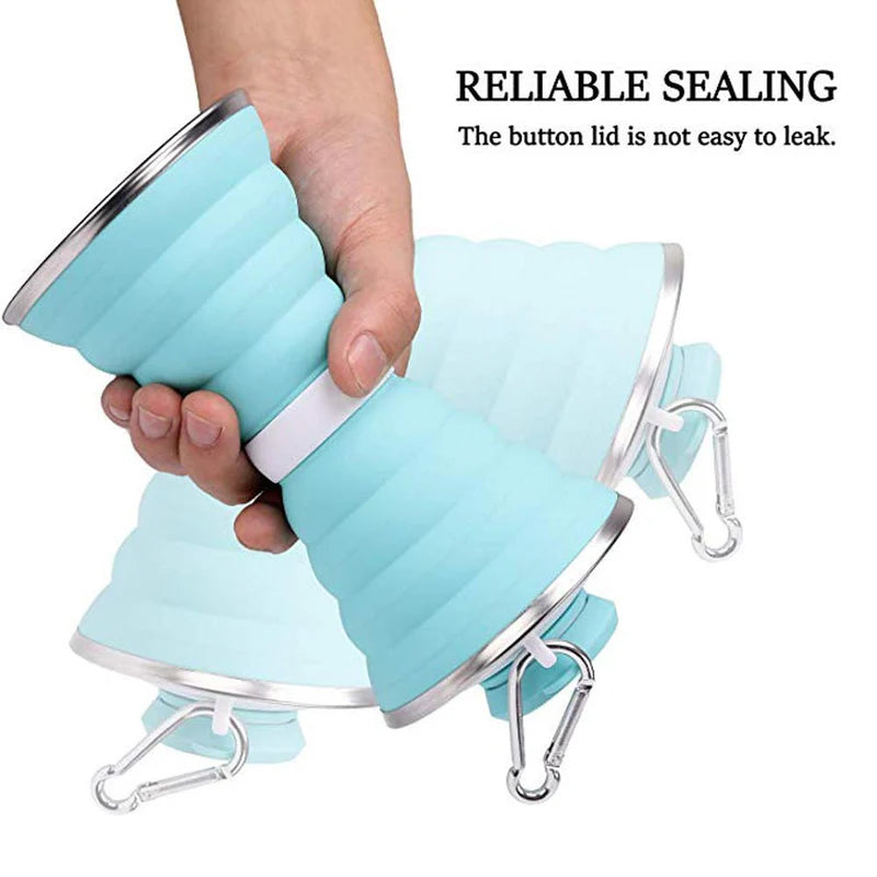 Collapsible Silicon Water Bottle -Bpa Free - Leak Proof -Lightweight- Space Saver