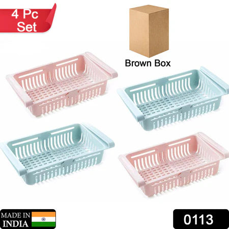 Adjustable Sliding Storage Racks for Fridge (4 Pc Set)