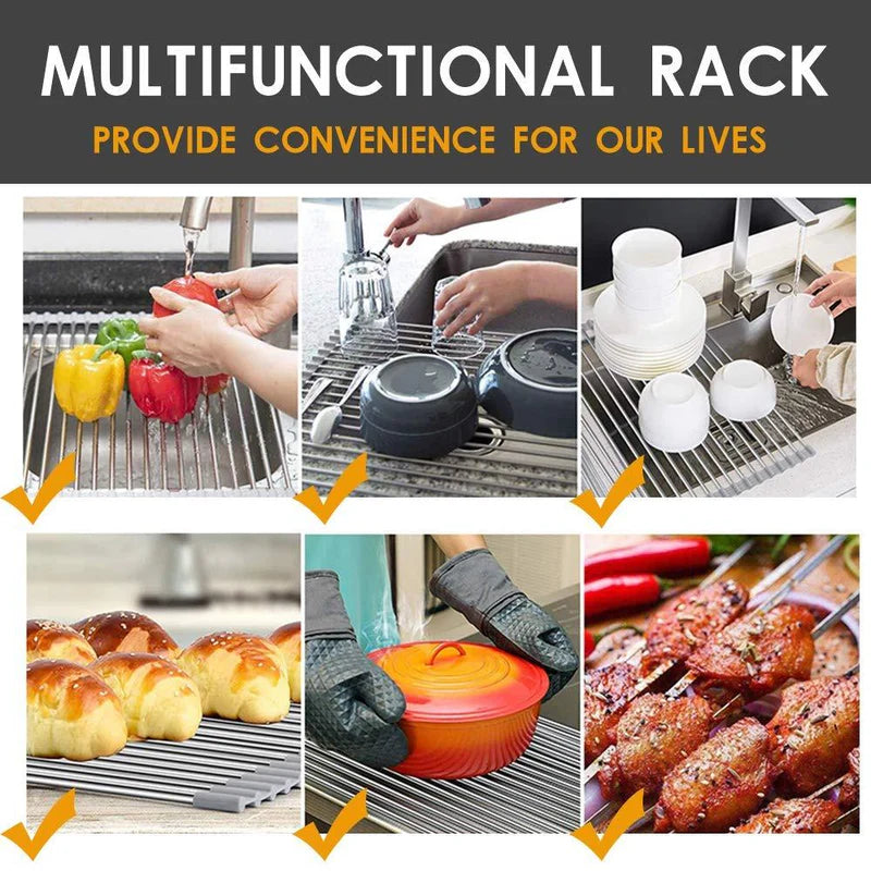 Foldable Kitchen Sink Roll Up Dish Drying Rack