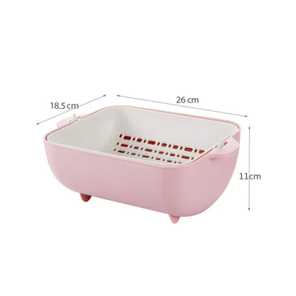 Double Layered Plastic Rotatable Strainer Bowl With Handles For Washing /Rinsing Vegetables/Fruits (Multicolor)